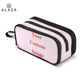 Polyester Double Layer Pencil Case Large Capacity School Student Kids Make Up Ba