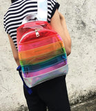 Multicolor Large Rainbow Backpack Transparent Jelly Bag for Summer
