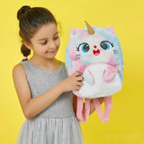 Winter Cartoon Plush Backpack for Girls, Kindergarten School Bag