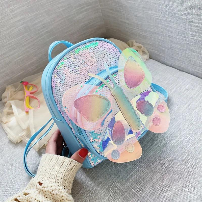 Sequin Butterfly Kids Backpack for Girls School Bags