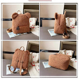 Personalized Embroidered Bear Kids Backpack Plush Teddy Bag