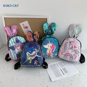 Sequins Unicorn Backpack holographic school bag for girls