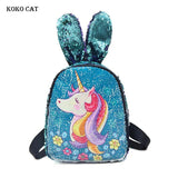 Sequins Unicorn Backpack holographic school bag for girls