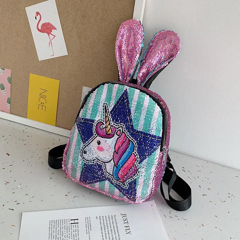 Sequins Unicorn Backpack holographic school bag for girls