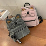 Bowknot School Bags for Teenage Girls Child Book Bags Cattoon Backpack