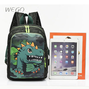 Cartoon Shark Dinosaur Print School Bag for Kids