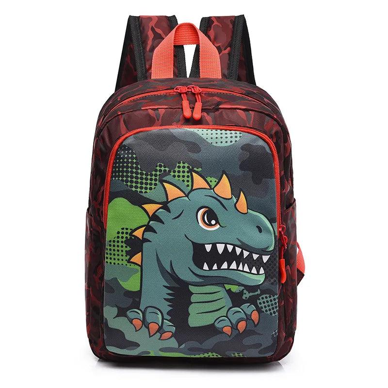 Cartoon Shark Dinosaur Print School Bag for Kids