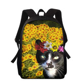 13in Children School Bag Cat Print Orthopedic Bookbag