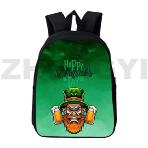 3D Anime St. Patrick's Backpacks 12 Inch Irish Clover Daily Pack Backpacks