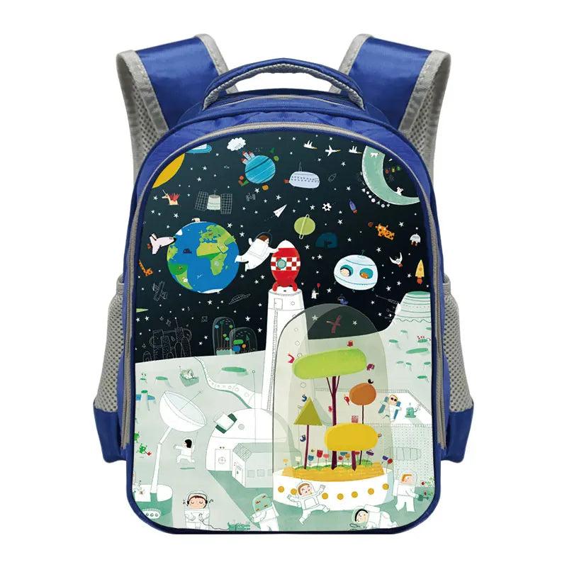 Kids Cartoon Rocket Locomotive Backpack - Steam Train Schoolbag