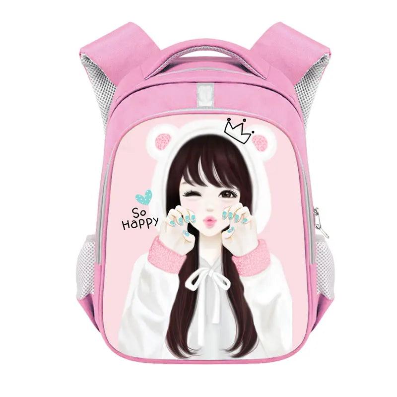 Cartoon Princess Girl Backpack School Bags for Teenage Girls Kid Bookbag Pink