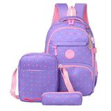 Girls Waterproof Nylon Star Pattern School Bags Set