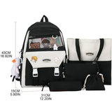 5pcs School Backpack Set for Boys Girls, Casual Rucksack with Shoulder Bag