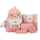 5pcs School Backpack Set for Boys Girls, Casual Rucksack with Shoulder Bag