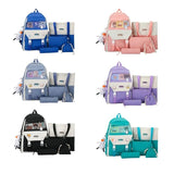 5pcs School Backpack Set for Boys Girls, Casual Rucksack with Shoulder Bag