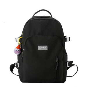 Youth Nylon School Bag with Pendant for Teenagers