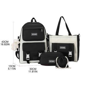 4pcs Backpack Handbag Pencil Case Drawstring Bag Set for Girls