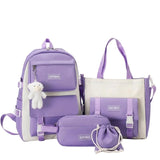 4pcs Backpack Handbag Pencil Case Drawstring Bag Set for Girls