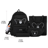 4pc Bear School Backpack Waist Bag Pencil Case Bookbag for Teen Girls