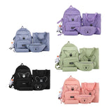 4pc Bear School Backpack Waist Bag Pencil Case Bookbag for Teen Girls