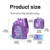 Sequin Bookbag Preschool Backpack with Lunch Bag Rucksack School Bags