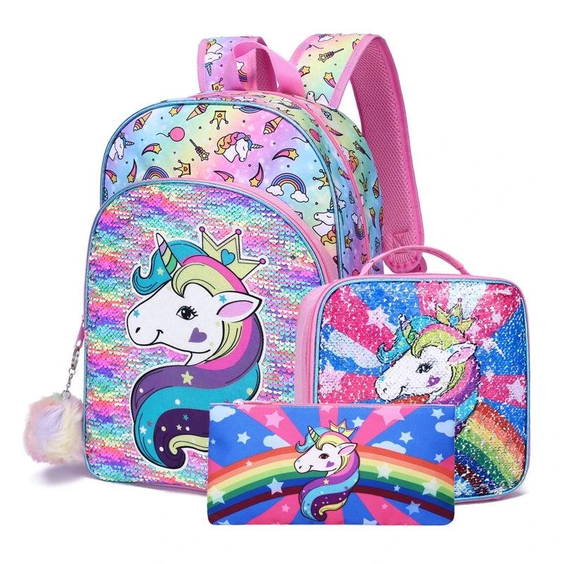 Sequin Bookbag Preschool Backpack with Lunch Bag Rucksack School Bags