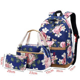 Floral Print Canvas Backpack 3pcs Set for School and Travel
