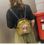 9 Inch Pu Backpack Girl Print Shoulder Bag School Bag for Teenager
