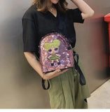 9 Inch Pu Backpack Girl Print Shoulder Bag School Bag for Teenager