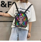 9 Inch Pu Backpack Girl Print Shoulder Bag School Bag for Teenager