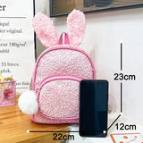 Girls Backpack Sequin Children Bag Kids Rabbit Ears Small Backpack