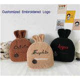Embroidered Bunny Backpack Plush Rabbit Ear Satchel Fuzzy Bunny Purse