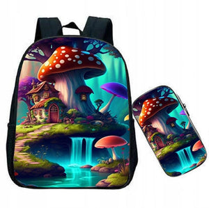 Mushroom Backpacks Kids Vintage Vegan People Life Schoolbags Boys Girls 12 Inch