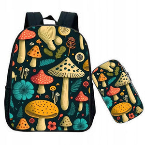 Mushroom Backpacks Kids Vintage Vegan People Life Schoolbags Boys Girls 12 Inch