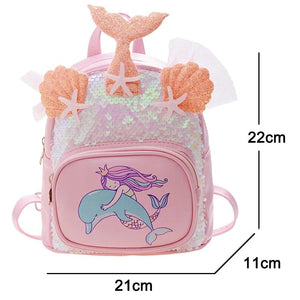 Sequin Leather Girls Backpack Small Bags Children's Shoulder Bag