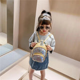 Kindergarten Girls Sequin Backpack PU Leather School Bags