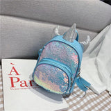 Kindergarten Girls Sequin Backpack PU Leather School Bags