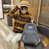 Japanese Plaid Backpack Large Capacity Students Schoolbag Campus Stripe Style