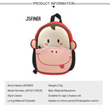 3D Monkey Backpack Neoprene Kids School Bags for Girls Boys