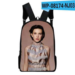 Millie Bobby Brown Backpack School Bag Adult Kids Bags Unisex