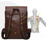 Men's Solid Leather Business Backpack