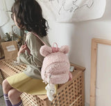 Winter Children's Rabbit Ears Backpack Bear Bag Plush Toys Girls Kindergarten