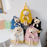 Bear Backpack for Kids 3-5 w/ Stuffed Animal, Toddler Backpack for Boys & Girls