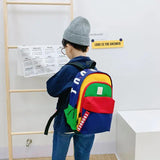 Canvas Kids Backpacks School Bags Splicing Student School Bags for Girls Boy
