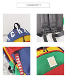 Canvas Kids Backpacks School Bags Splicing Student School Bags for Girls Boy