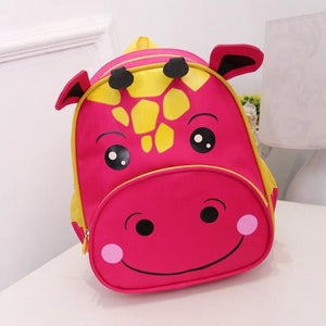 Kindergarten Backpack Cow Cartoon Prints Red Green Solid Bag