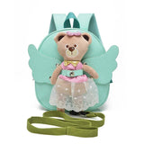 Angel Bear Anti-lost School Bags For Girls Leather PU Baby Girl Backpack
