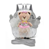 Angel Bear Anti-lost School Bags For Girls Leather PU Baby Girl Backpack