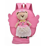 Angel Bear Anti-lost School Bags For Girls Leather PU Baby Girl Backpack