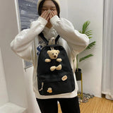 Bear Backpack Girls School Book Backpacks Large Capacity Travel Schoolbag